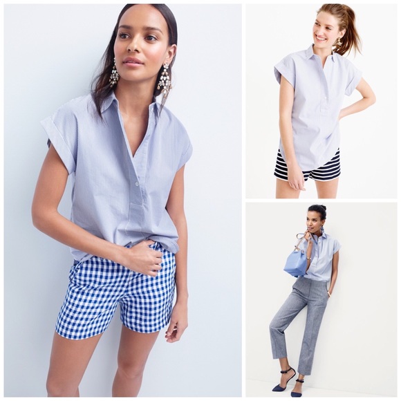 Nwt Jcrew Striped Short Sleeve Popover 